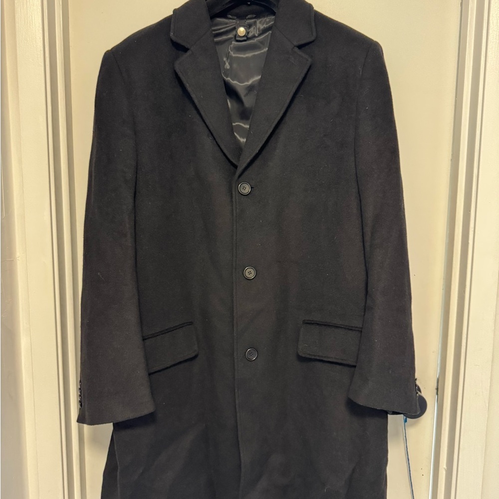 Pierre Cardin Black Trench Coat Long Structured Silhouette